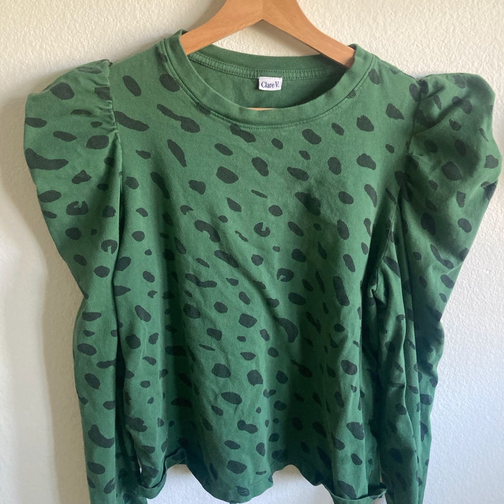 Clare V Green and Black Top